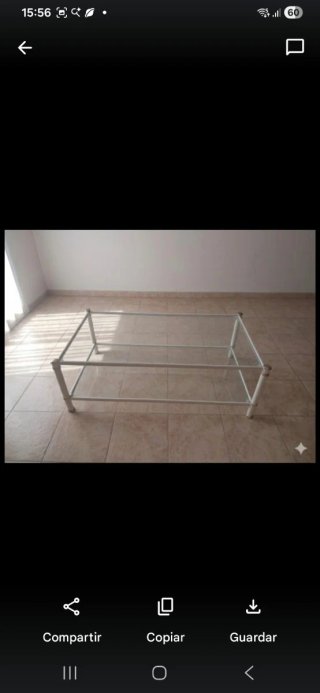 Mesa de centro cristal y metal