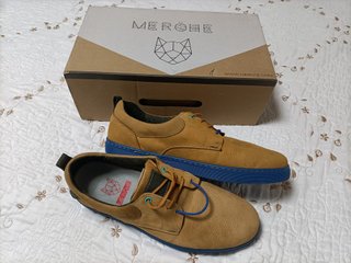 Zapatos Merohe Piel Marrones y Azules Talla 43.