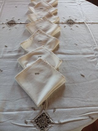 Tovaglia rettangolare ricamata beige