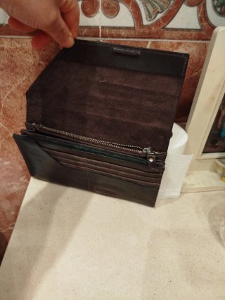 Cartera de piel marrón GRANDE