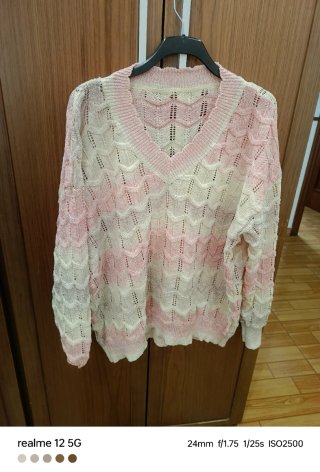 Jersey de verano rosa y blanco talla mucho como 50