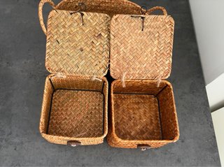 Cesta y 2 Cajas Almacenaje Mimbre