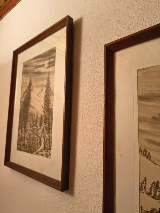 Quadro a china paesaggio montano