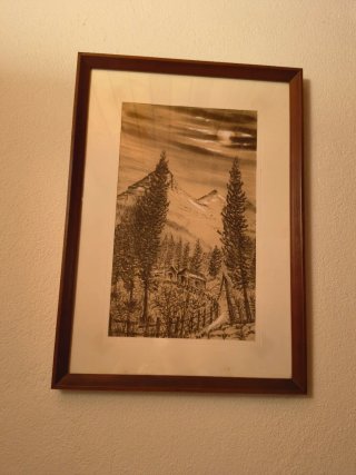 Quadro a china paesaggio montano