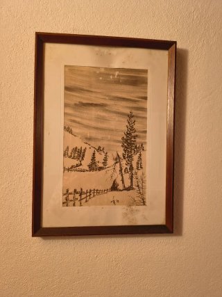 Quadro a china paesaggio montano