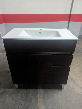 Mueble de baño 80cm marrón oscuro