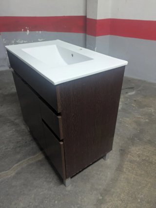 Mueble de baño 80cm marrón oscuro