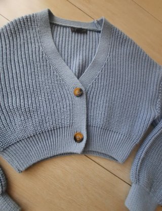 Chaqueta punto cropped azul Talla XS