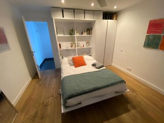 Cama abatible 1.35m + armario + baldas