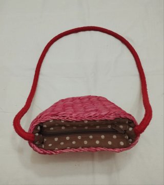 Bolso juvenil rafia burdeo