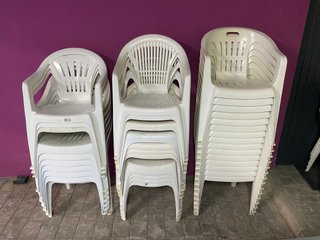 Sillas de plástico apilables blancas