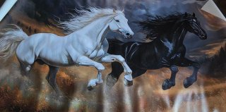 Quadro moderno cavalli astratti tela
