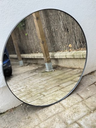 Espejo Redondo Negro Metal y Cristal