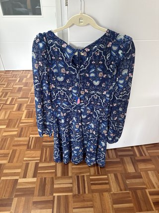 Vestido azul estampado manga larga