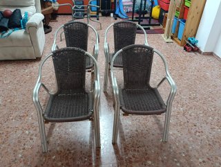 Conjunto 6 Sillas Exterior Mimbre y Metal