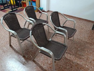 Conjunto 6 Sillas Exterior Mimbre y Metal
