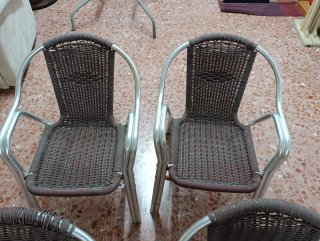 Conjunto 6 Sillas Exterior Mimbre y Metal