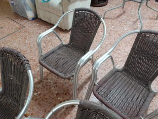 Conjunto 6 Sillas Exterior Mimbre y Metal