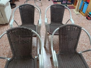 Conjunto 6 Sillas Exterior Mimbre y Metal