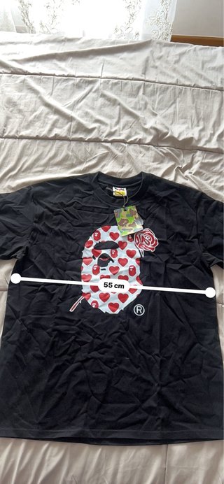 Camiseta BAPE XL Corazones Rojos y Rosa