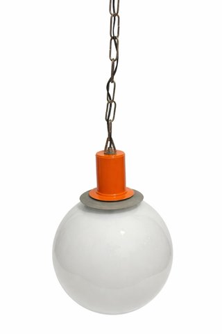 Lampada a sospensione vintage globo bianco arancio