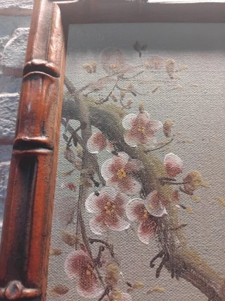 ARBOL CEREZO EN FLOR CON PÁJAROS.