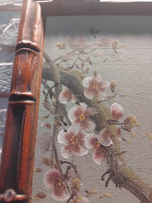 ARBOL CEREZO EN FLOR CON PÁJAROS.