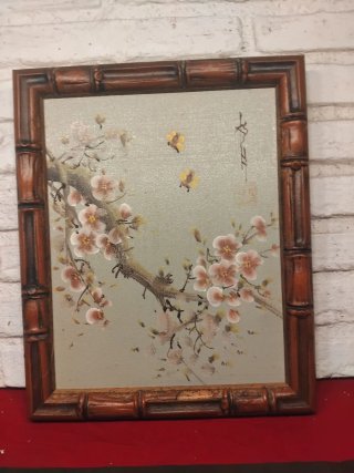 ARBOL CEREZO EN FLOR CON PÁJAROS.