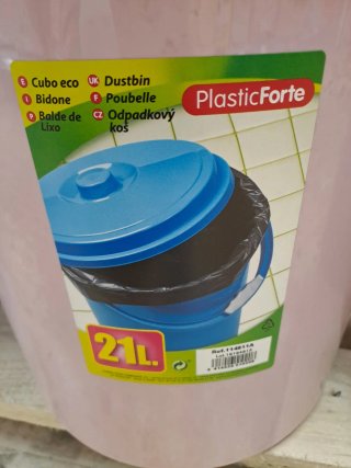 Cubo basura rosa con tapa 21 L