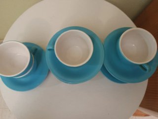 Juego 6 tazas y platos azul