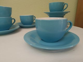 Juego 6 tazas y platos azul