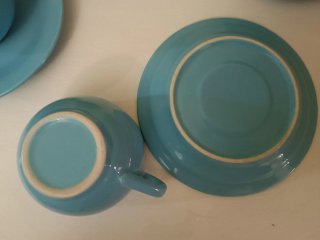 Juego 6 tazas y platos azul