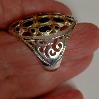 Anillo Plata con Piedras Naturales de Zafiros