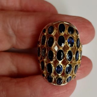 Anillo Plata con Piedras Naturales de Zafiros