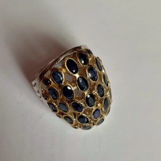 Anillo Plata con Piedras Naturales de Zafiros