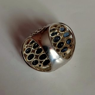 Anillo Plata con Piedras Naturales de Zafiros