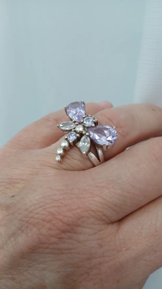 Anillo Mariposa Amatista y Plata Ley Vintage.