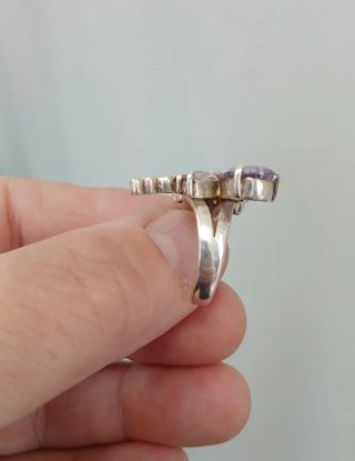 Anillo Mariposa Amatista y Plata Ley Vintage.