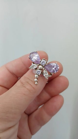 Anillo Mariposa Amatista y Plata Ley Vintage.