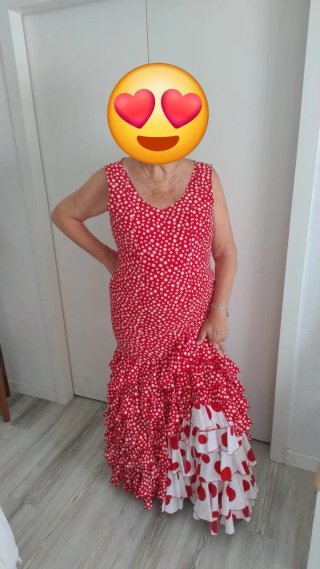 Traje de flamenca rojo lunares blanco XXL