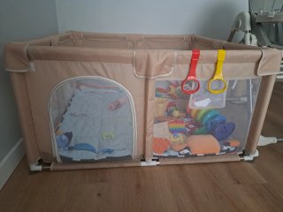 Parque de juegos bebé 120x120cm con manta de juego