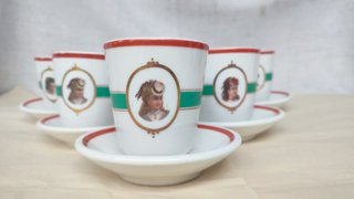 Juego 6 Tazas Porcelana con Dibujo