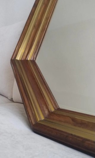 Espejo Octogonal Madera y Dorado