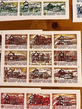 11 Viñetas Sellos Sabadell 1908-1958
