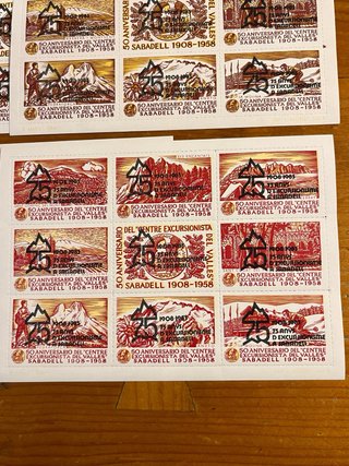 11 Viñetas Sellos Sabadell 1908-1958