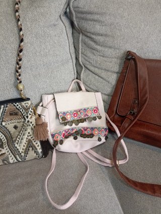 Lote bolsos y maletín marrón y rosa