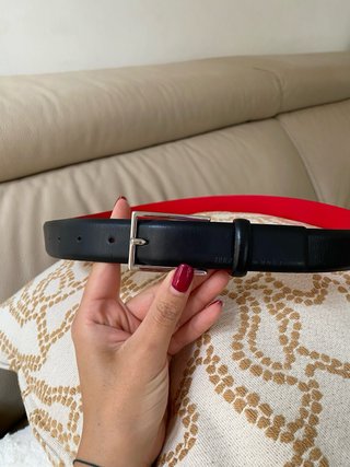 Cinturón Piel Hugo Boss Negro rojo elegante 80