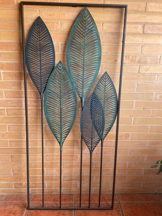 Adorno Pared Metal Hojas Azul/Verde