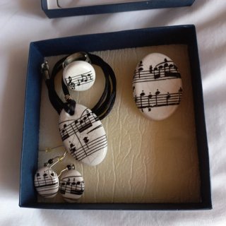 Conjunto Bisutería Cerámica Tema Musical