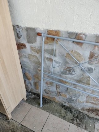 Cabecero de cama 1,35 m metal y madera